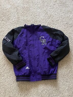 Colorado Rockies Vintage Apex One Purple Zipup Windbreaker Jacket Size L